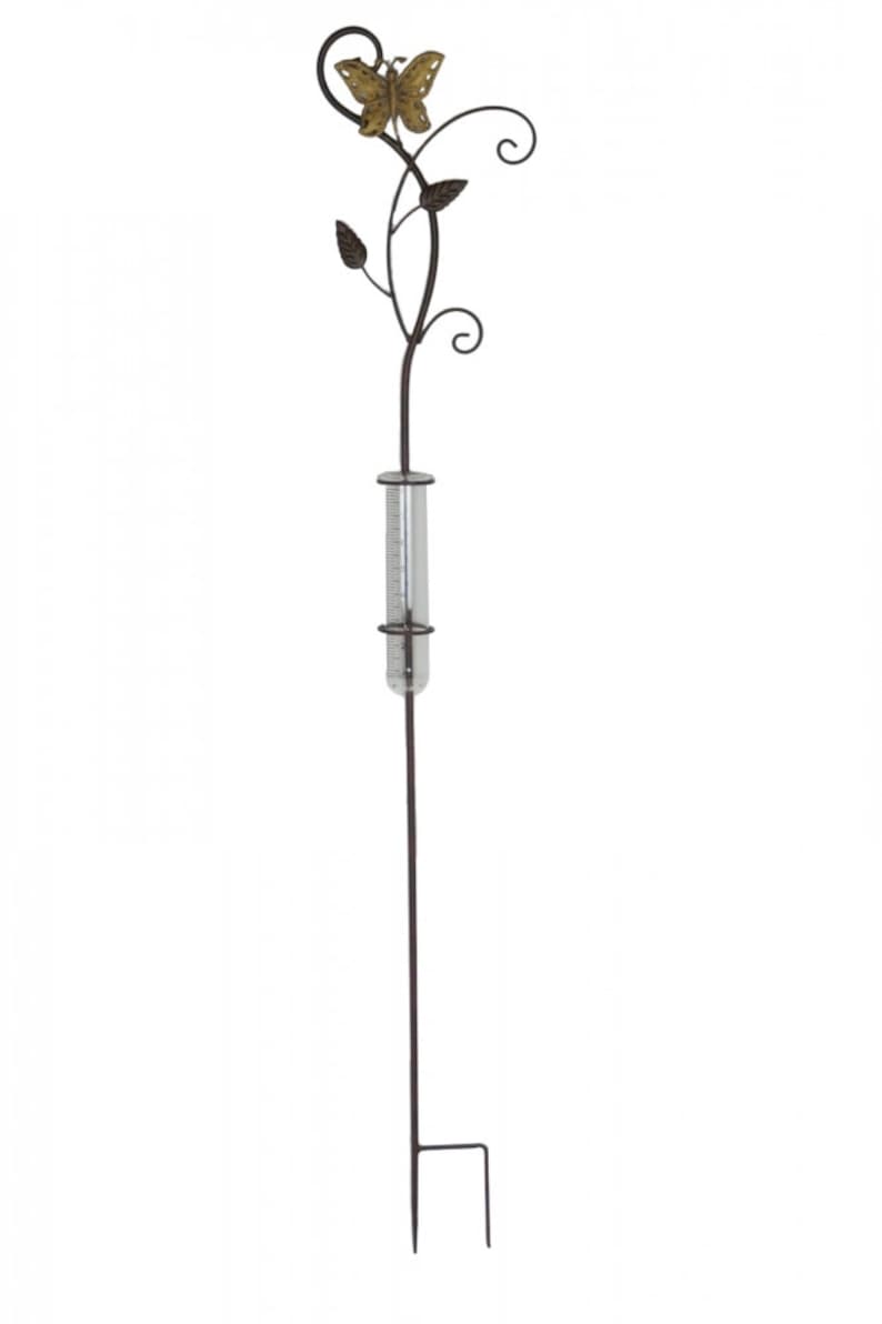 Pluviomètre décoratif en métal avec cylindre en verre gradué, pour jardin, fleurs et pelouse