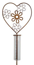 Pluviomètre avec Support Cœur en Métal Rouillé, Jauge de Pluie 10-120 l/m² pour Jardin