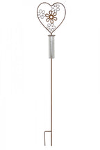 Pluviomètre avec Support Cœur en Métal Rouillé, Jauge de Pluie 10-120 l/m² pour Jardin