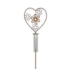 Pluviomètre avec Support Cœur en Métal Rouillé, Jauge de Pluie 10-120 l/m² pour Jardin