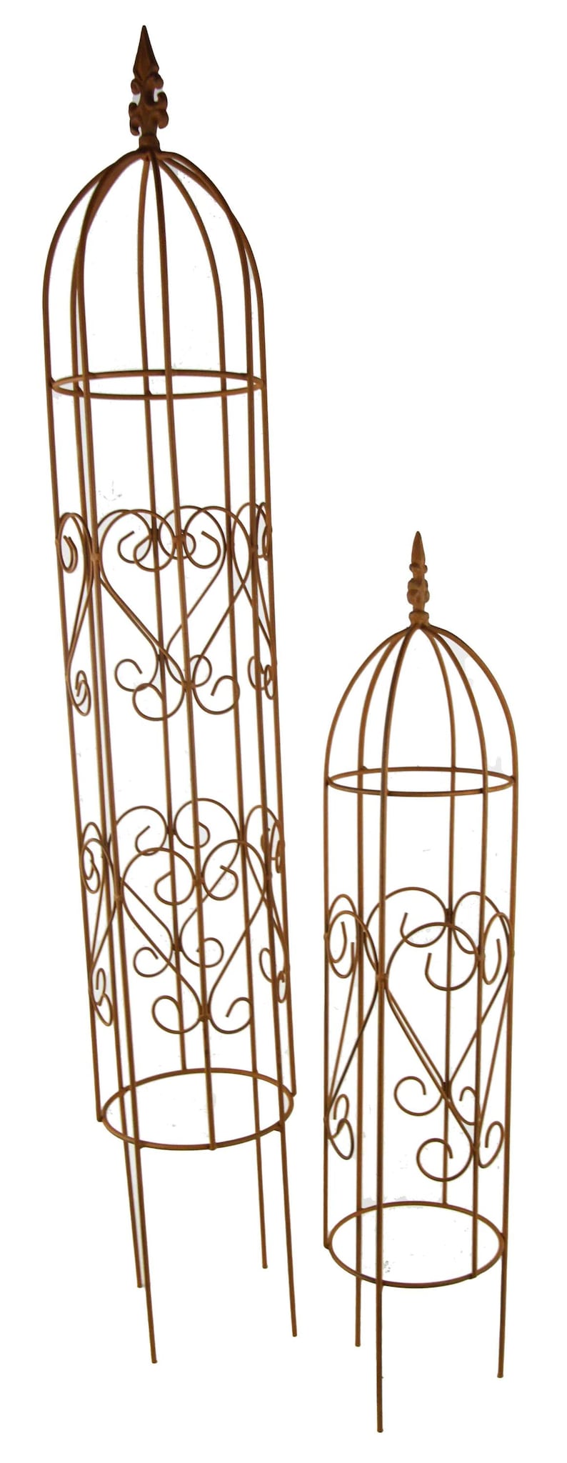 Treillis Obélisque Métal Lot de 2 avec Décor Coeur, Jardin Balcon Terrasse