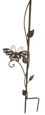 Pluviomètre décoratif Papillon en métal brun avec verre de mesure, hauteur 95 cm