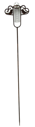 Pluviomètre en métal avec cœur et oiseau, Brun, 110 cm