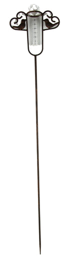 Pluviomètre en métal avec cœur et oiseau, Brun, 110 cm