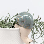 Suspension en céramique pour pots d'escargots, décoration de jardin et d'intérieur, taille L5 x l5 x H8 cm, couleur sable/vert