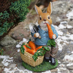 Hungry Bunny Sculpture en résine, Lapin Pierre Statue pour Jardin, Décoration Extérieure, 26 cm