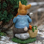 Hungry Bunny Sculpture en résine, Lapin Pierre Statue pour Jardin, Décoration Extérieure, 26 cm