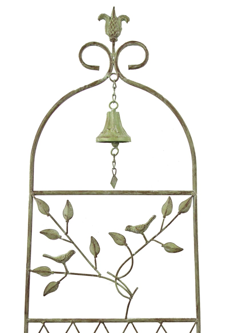 Treillis Florence avec Arche et Cloche – Métal Thermo-laqué Vert Antique pour Jardin, Terrasse et Mur – 38 x 120 cm