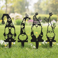 Lot de 4 piquets de jardin en métal avec motif de nain et papillon, décoration extérieure résistante aux intempéries, 25-70 cm