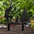 Pieu de jardin Krampus en métal, décoration d'arbre de Noël sombre, art de jardin pour adulte