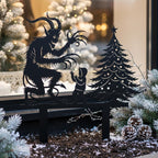 Pieu de jardin Krampus en métal, décoration d'arbre de Noël sombre, art de jardin pour adulte