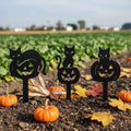 Pieu de jardin Halloween chat et citrouille en métal, décoration extérieure silhouette, 25-70 cm
