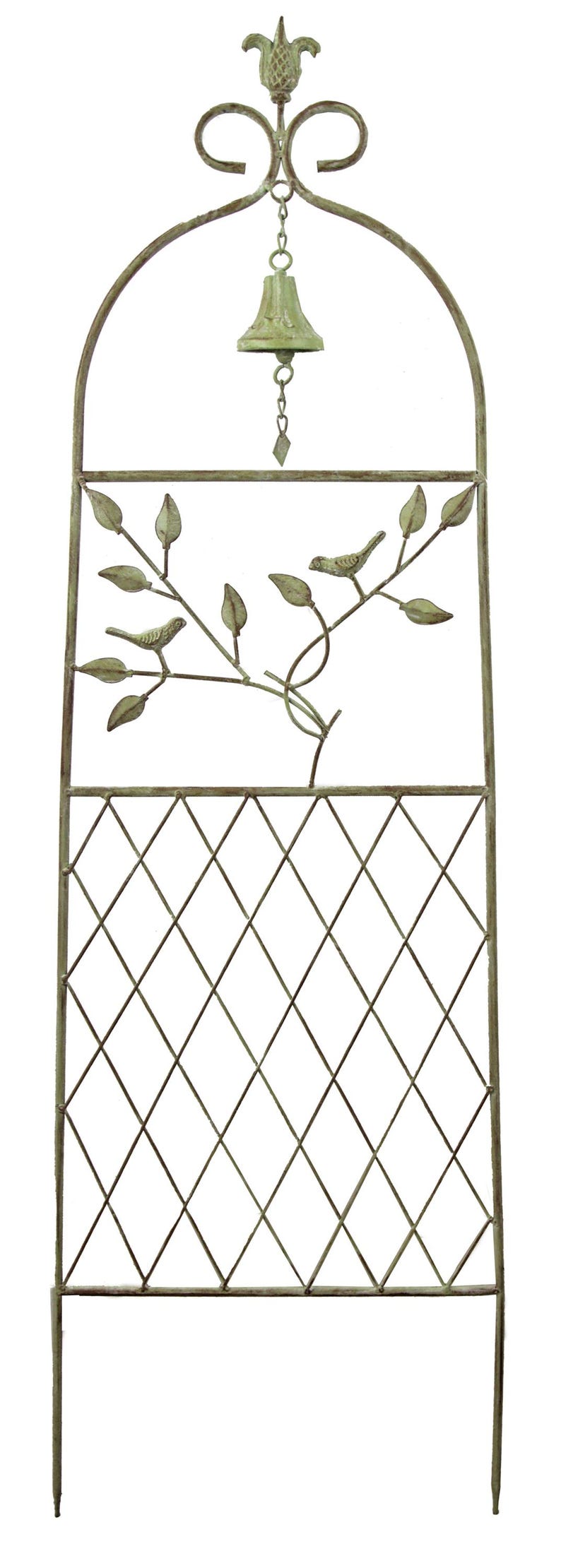 Treillis Florence avec Arche et Cloche – Métal Thermo-laqué Vert Antique pour Jardin, Terrasse et Mur – 38 x 120 cm