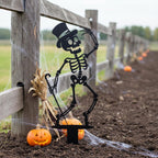 Piquet de jardin squelette dansant en métal, décoration extérieure Halloween, 10 tailles de 25 à 70 cm, finition résistante aux intempéries