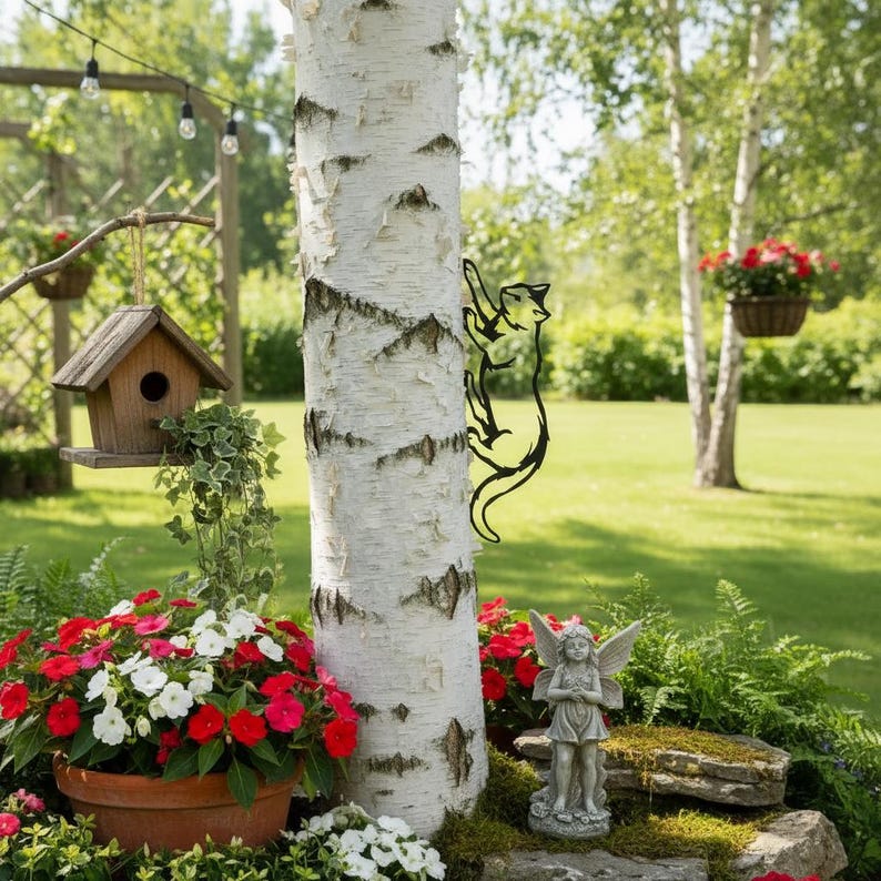 Chat Grimpant en Métal Décoration de Jardin pour Arbre et Clôture, Silhouette de Chat, Art de Clôture Extérieur pour Amoureux des Chats