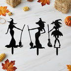 Silhouette de Sorcière Piquet de Jardin Résistant aux Intempéries avec Balai Décoration Halloween Extérieure