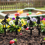 Lot de 4 piquets de jardin en métal Fourmi et Souris, Décoration Extérieur, Résistant aux Intempéries