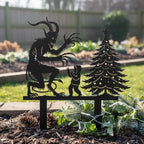 Pieu de jardin Krampus en métal, décoration d'arbre de Noël sombre, art de jardin pour adulte