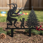 Pieu de jardin Krampus en métal, décoration d'arbre de Noël sombre, art de jardin pour adulte