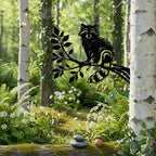 Raton laveur en métal sur branche, décoration de jardin, silhouette d'arbre pour tronc et clôture