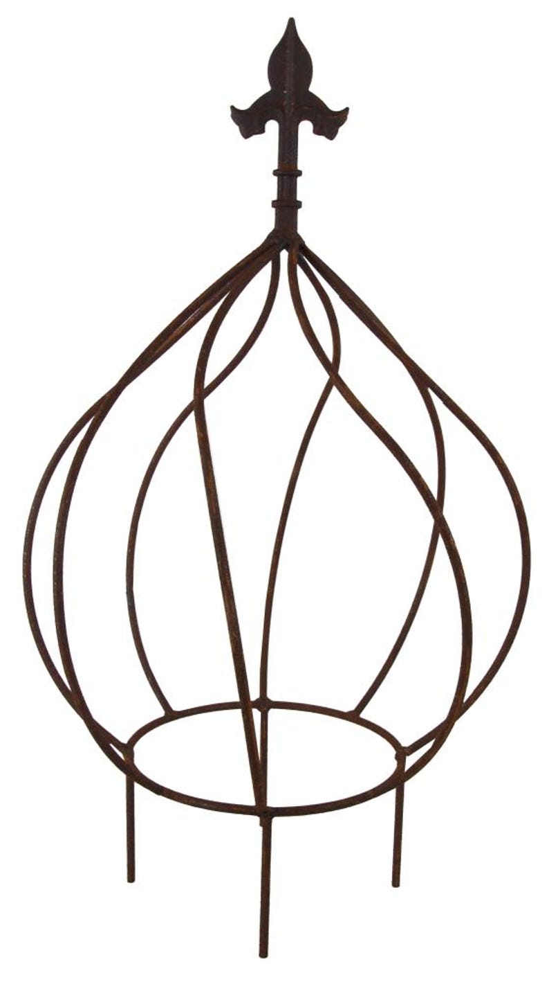 Treillis métallique décoratif en forme d'oignon, 95 cm, Rouille vintage, pour plantes grimpantes