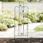 Treillis Métal Noir Droit Milan pour Plantes Grimpantes, Jardin, Terrasse, 118 cm