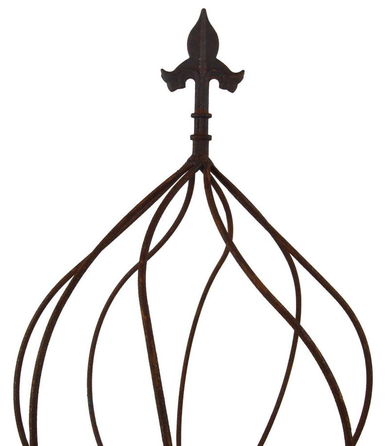 Treillis métallique décoratif en forme d'oignon, 95 cm, Rouille vintage, pour plantes grimpantes