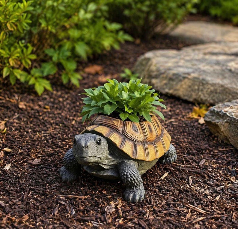 Jardinière Tortue en Résine pour Plantes Succulentes, Décoration de Jardin Extérieur