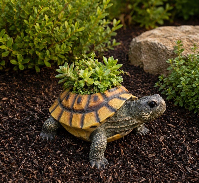 Jardinière Tortue en Résine pour Plantes Succulentes, Décoration de Jardin Extérieur