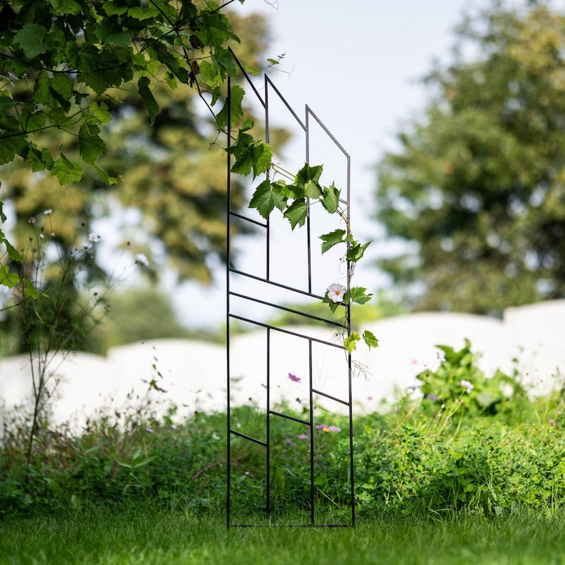 Grand Support pour Plantes en Métal, Décoration en Acier Peint en Noir, 200 cm