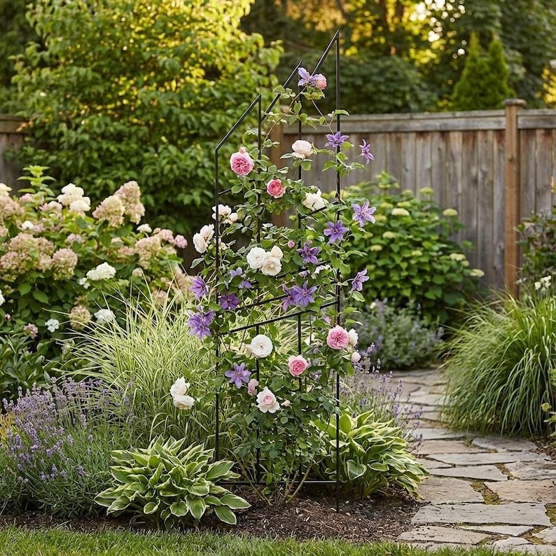 Grand Support pour Plantes en Métal, Décoration en Acier Peint en Noir, 200 cm