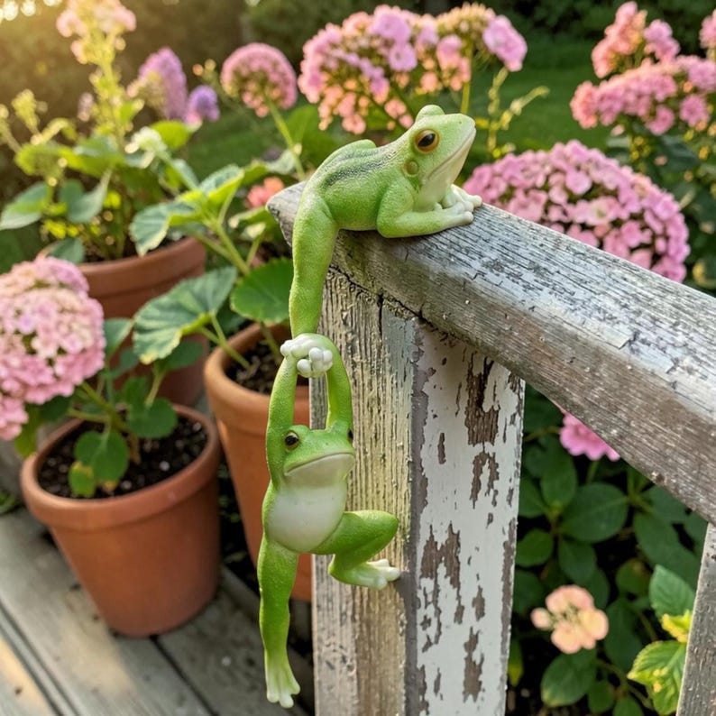Figurines de grenouilles suspendues en résine pour jardin extérieur, lot de 2 décorations d'arbre fantaisistes