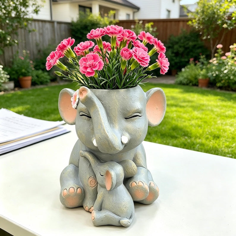 Jardinière en résine éléphant pour plantes succulentes, fines herbes et petites plantes, décoration d'intérieur et d'extérieur