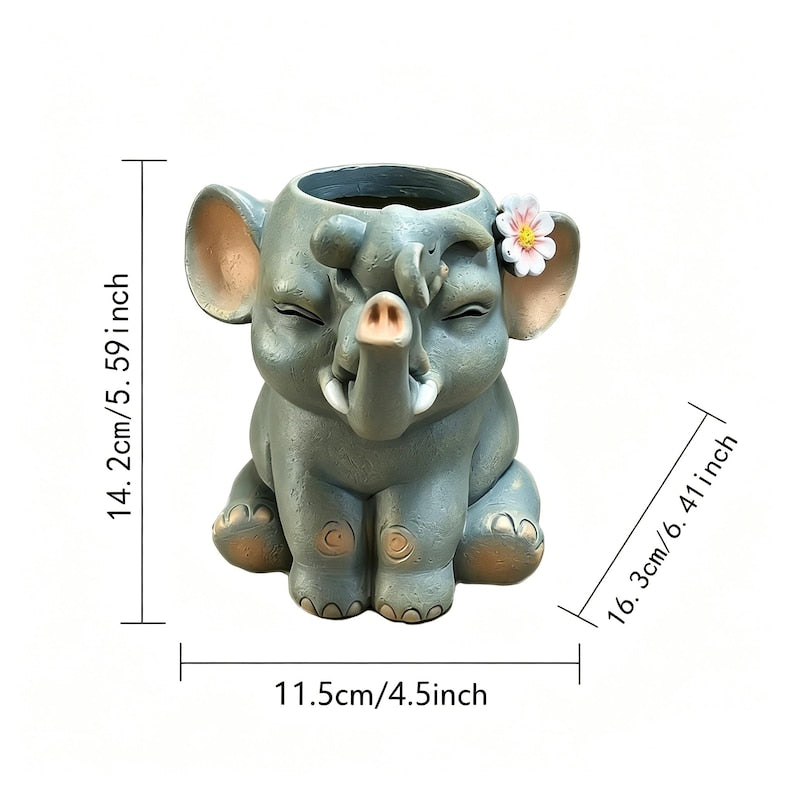 Jardinière en résine éléphant pour plantes succulentes, fines herbes et petites plantes, décoration d'intérieur et d'extérieur