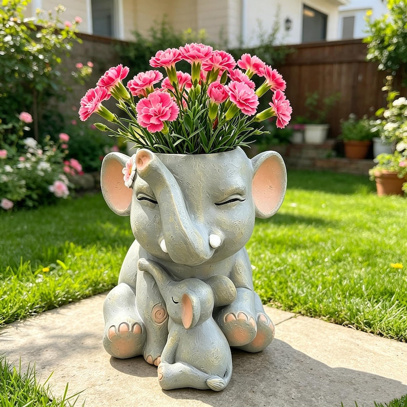 Jardinière en résine éléphant pour plantes succulentes, fines herbes et petites plantes, décoration d'intérieur et d'extérieur