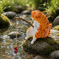 Figurine Chat Pêcheur en Résine, Ornement pour Aquarium et Terrarium, Décoration Kawaii pour Bureau et Jardin de Fées, Cadeau pour Amoureux des Chats, 5 cm