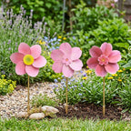 Girouette de Jardin Fleur Rose Moulin à Vent 35 cm Piquet pour Pelouse Extérieure
