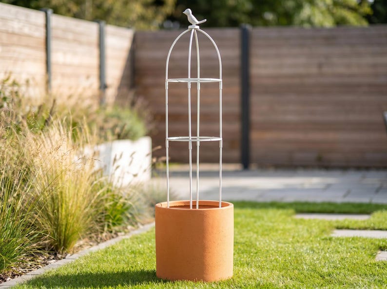 Cage de support en treillis pour plantes grimpantes, intérieur/extérieur, plastique et fibre de verre, 1 pièce