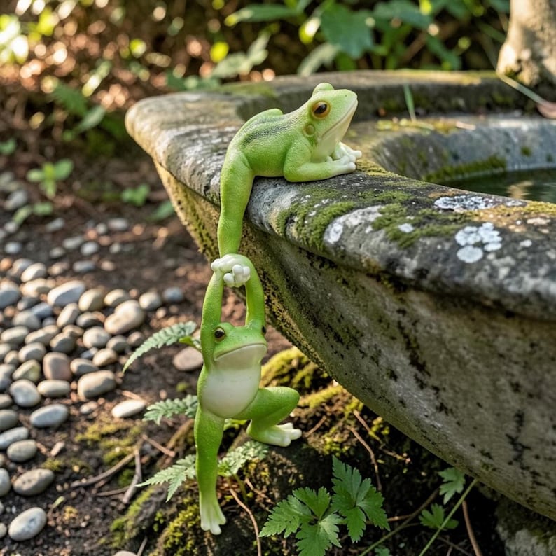Figurines de grenouilles suspendues en résine pour jardin extérieur, lot de 2 décorations d'arbre fantaisistes