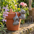 2 Pièces Éléphant Pot Hugger Figurine Résine, Décoration de Bord de Pot de Fleurs pour Jardin Intérieur et Extérieur, Cadeau pour Amateurs de Plantes