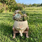 Figurine de jardin en résine personnage dessin animé sur chaise à bascule, décoration extérieure