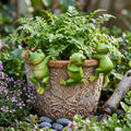 Grenouille suspendue en résine pour jardinière, ornement de pot de fleurs, décoration d'intérieur et d'extérieur pour jardin de fées