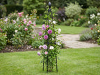 Treillis Obélisque de Jardin en Métal pour Plantes Grimpantes, 90 cm, avec Décoration Oiseau ou Bouton de Fleur
