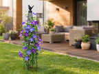 Treillis Obélisque de Jardin en Métal pour Plantes Grimpantes, 90 cm, avec Décoration Oiseau ou Bouton de Fleur