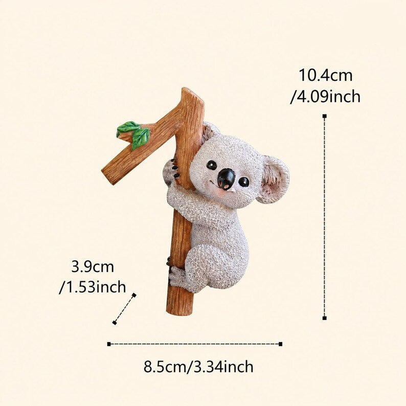 Suspension de pot de fleurs koala mignon, figurine de koala grimpant, ornement de jardinière en résine, décoration de plante succulente pour amateur de plantes