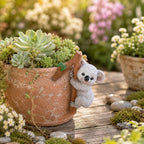 Suspension de pot de fleurs koala mignon, figurine de koala grimpant, ornement de jardinière en résine, décoration de plante succulente pour amateur de plantes