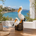 Sculpture en résine mère et bébé pélican côtier de 32 cm, décoration de jardin nautique, décoration de bureau sur le thème de la plage