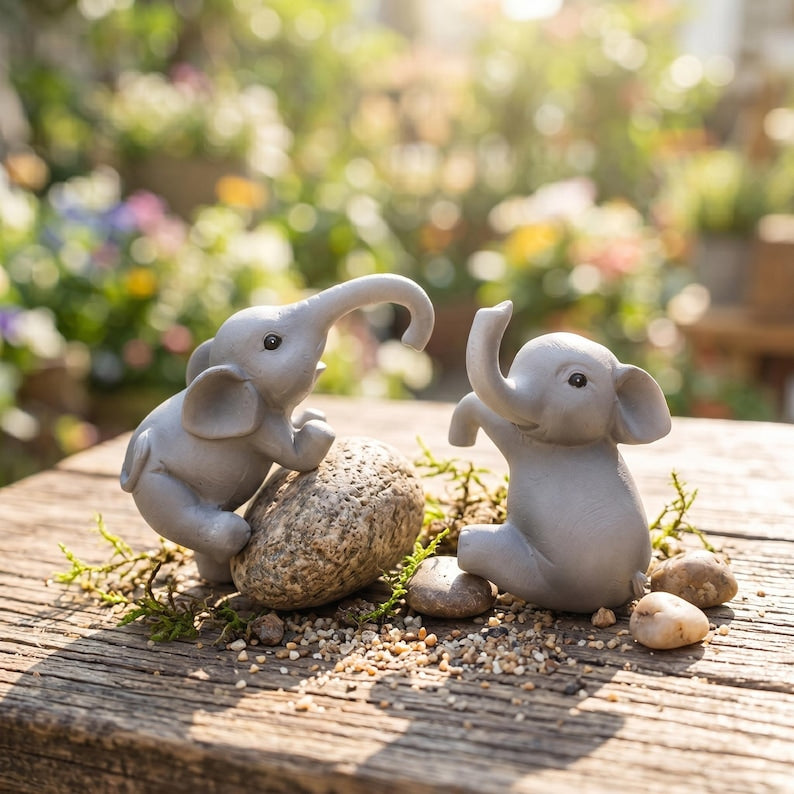 2 Pièces Éléphant Pot Hugger Figurine Résine, Décoration de Bord de Pot de Fleurs pour Jardin Intérieur et Extérieur, Cadeau pour Amateurs de Plantes