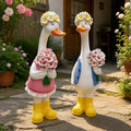 Statue de canards rustiques extérieure en résine, décoration de jardin romantique, ornement de patio pour la maison, paire décorative