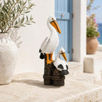 Sculpture en résine mère et bébé pélican côtier de 32 cm, décoration de jardin nautique, décoration de bureau sur le thème de la plage